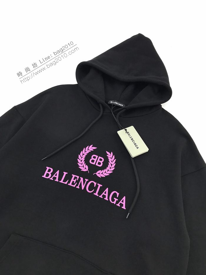 Balenciaga男裝 巴黎世家黑色連帽衛衣 寬鬆版型純棉衛衣 男女同款  ydi3109